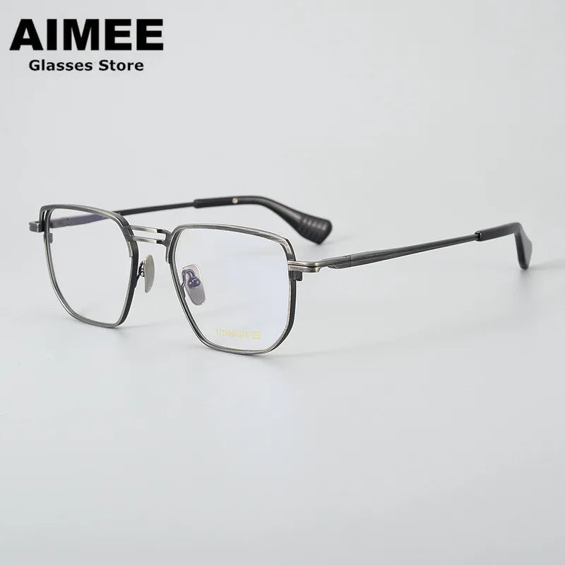Aimee Unisex Full Rim Big Square Double Bridge Titanium Eyeglasses 942153 - Lightweight Durable Frame for Reading & Computer Use - Fashionable Eyewear for Men & Women