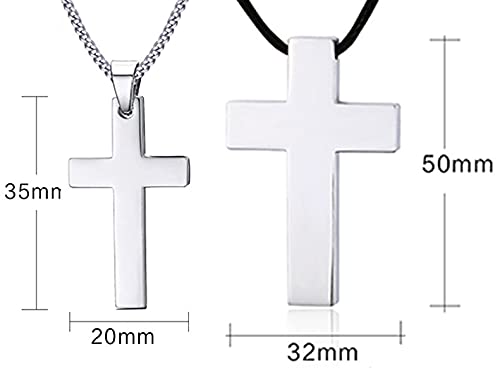 AZYOUNG Stainless Steel Cross Pendant Necklace - Black, Silver & Gold Options with Rope or Steel Chain | Religious Jewelry for Men & Women, Perfect for Gifts, Church & Everyday Wear