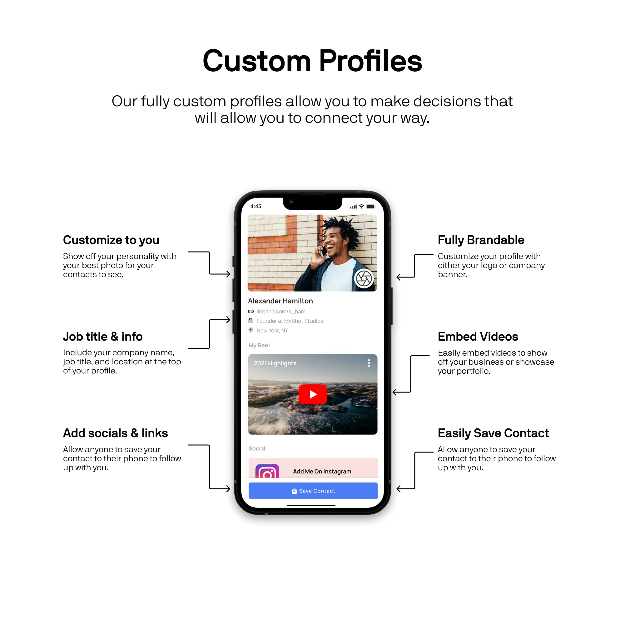 Linq Premium Stainless Steel Digital Business Card - Smart NFC Contact Sharing Card for Networking Professionals | Black Steel | Perfect for Conferences, Sales Meetings & Networking Events