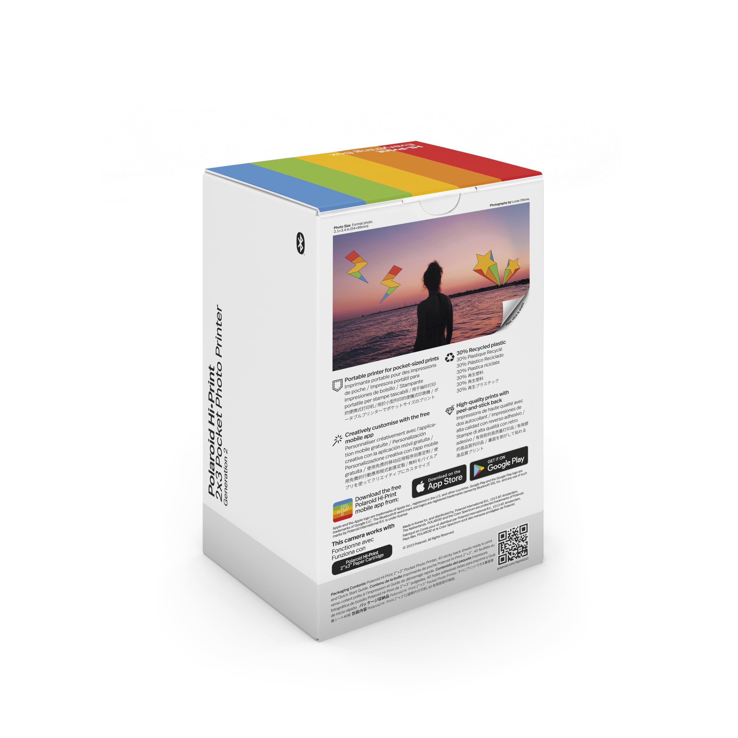 Polaroid Hi-Print 2nd Generation Bluetooth Photo Printer Bundle - Black Wireless Dye-Sub Printer with 40 Sheets of 2x3
