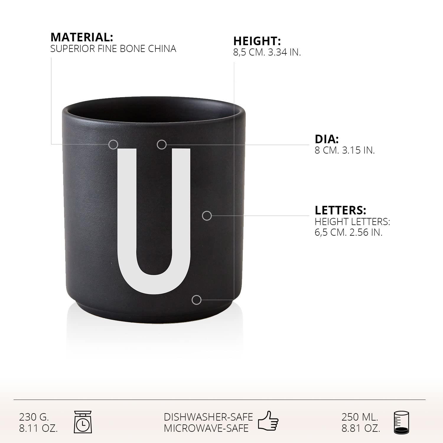 Personalized Monogram Coffee Mug with Initial A-Z | 11 oz Porcelain Black Tea Cup for Men & Women | Christmas & Thanksgiving Gift for Her, Friends | Perfect for Office, Home & Holiday Gifting
