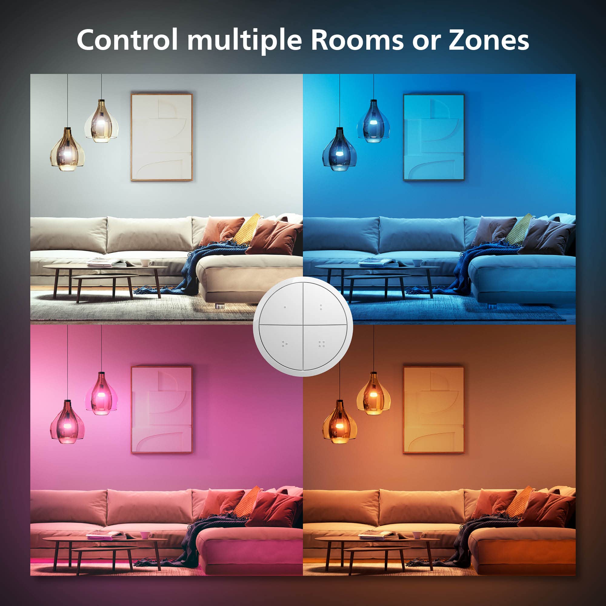 Philips Hue Wall Tap Dial Light Switch - 2 Pack, White | Wireless Smart Home Control for Hue Lights & Hue Bridge | No-Wire Installation | Perfect for Bedrooms, Living Rooms & Home Automation