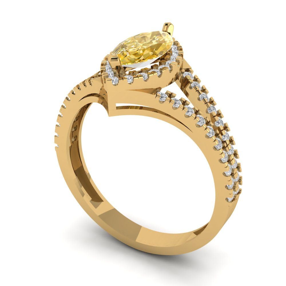 1.20ct Marquise Halo Moissanite Ring in 14k Gold for Engagement