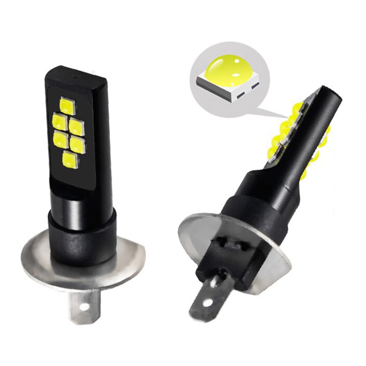 SOCAL-LED 2x H1 LED Fog Light Bulbs for Powersports - 3030 SMD Super Bright Red DRL Daytime Running Lights - Perfect for ATV, UTV, Motorcycle & Off-Road Vehicles