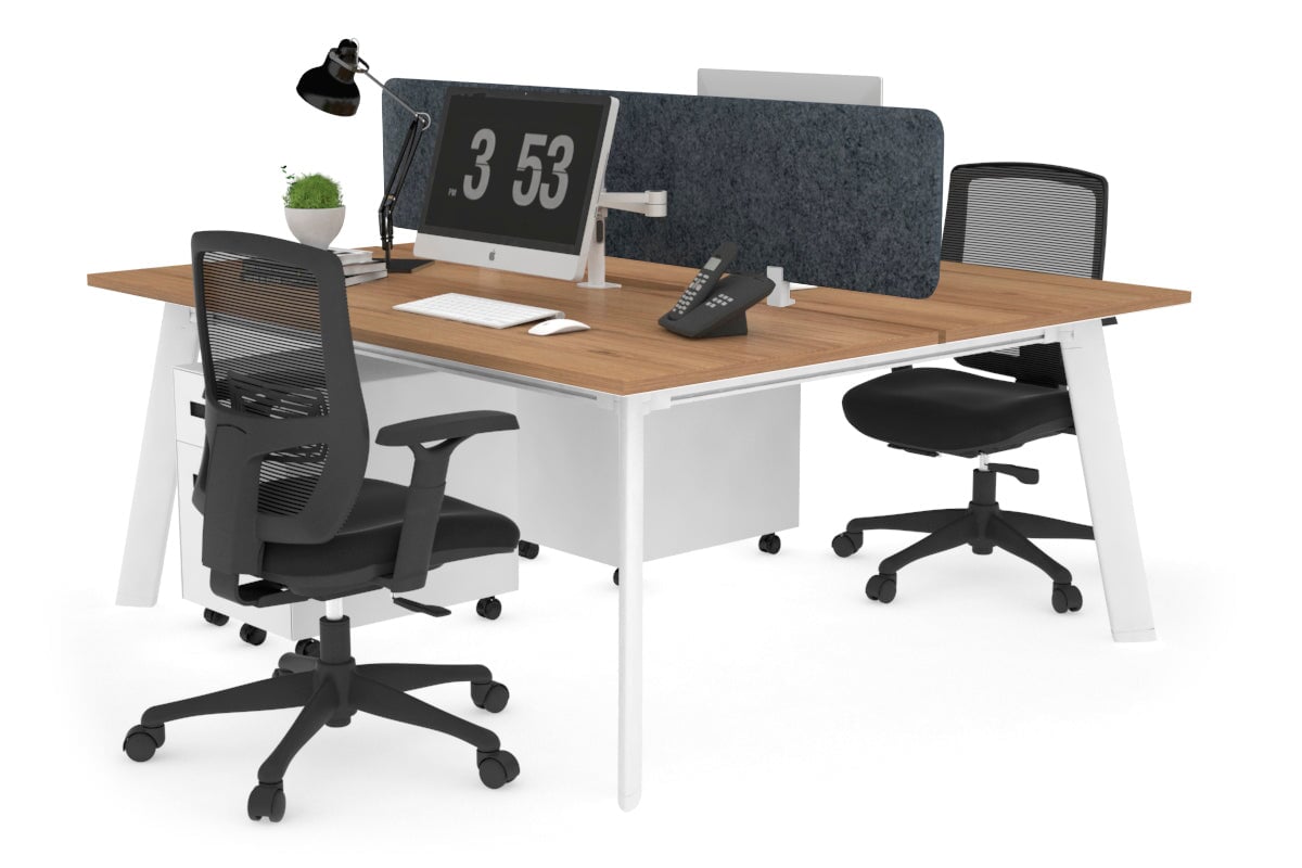 2 Person Workstation with White Frame - 1200L x 800W Switch Desk with Cable Management for Home Office & Coworking Spaces