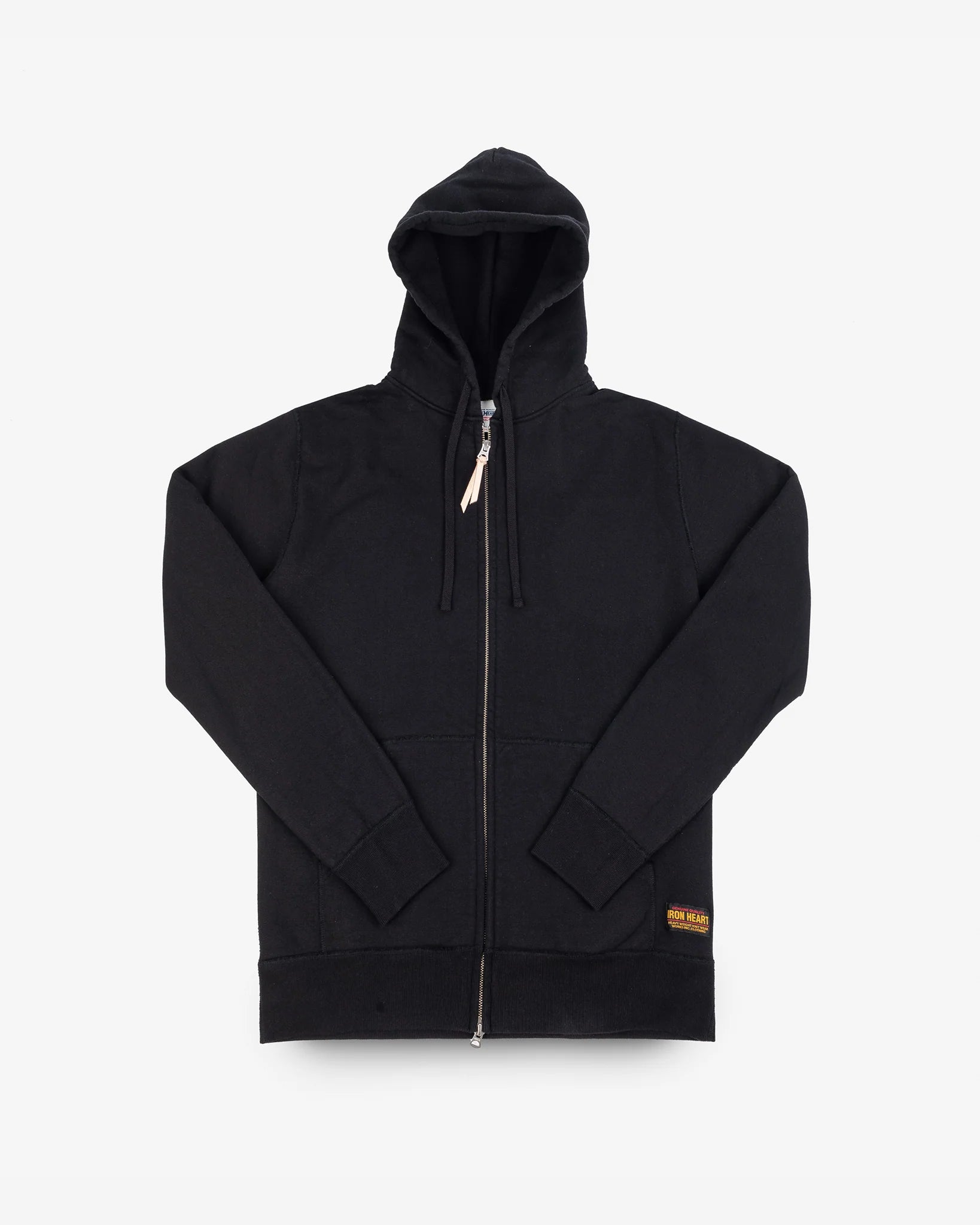 Iron Heart IHSW 10 BLK 14oz Ultra Heavyweight Loopwheel Cotton Zip Up Hoodie - Black | Premium Men's Streetwear for Winter & Outdoor Activities