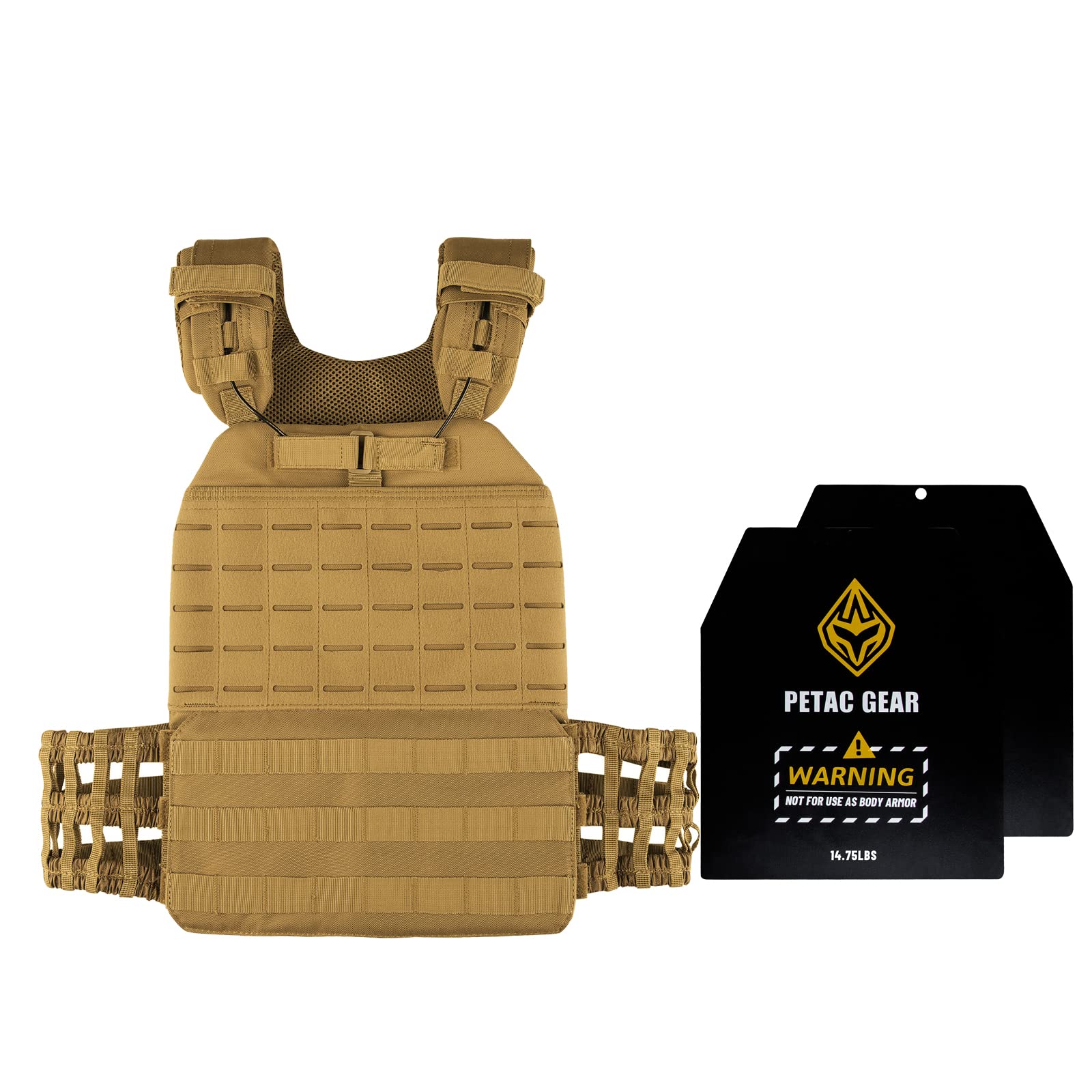 PETAC GEAR Weighted Vest for Men & Women - Adjustable 14.75 lb Weight Vest for Strength Training, Running & CrossFit - Ideal for Home Gym, Outdoor Workouts & Fitness Challenges