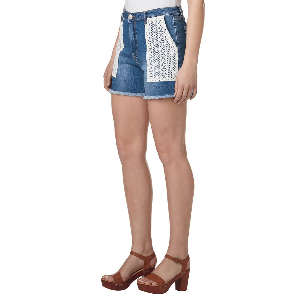 Crochet Denim Shorts for Women - Boho Summer Fashion, High Waisted Distressed Denim Shorts with Handmade Crochet Lace Trim - Perfect for Beach, Music Festivals & Casual Outfits