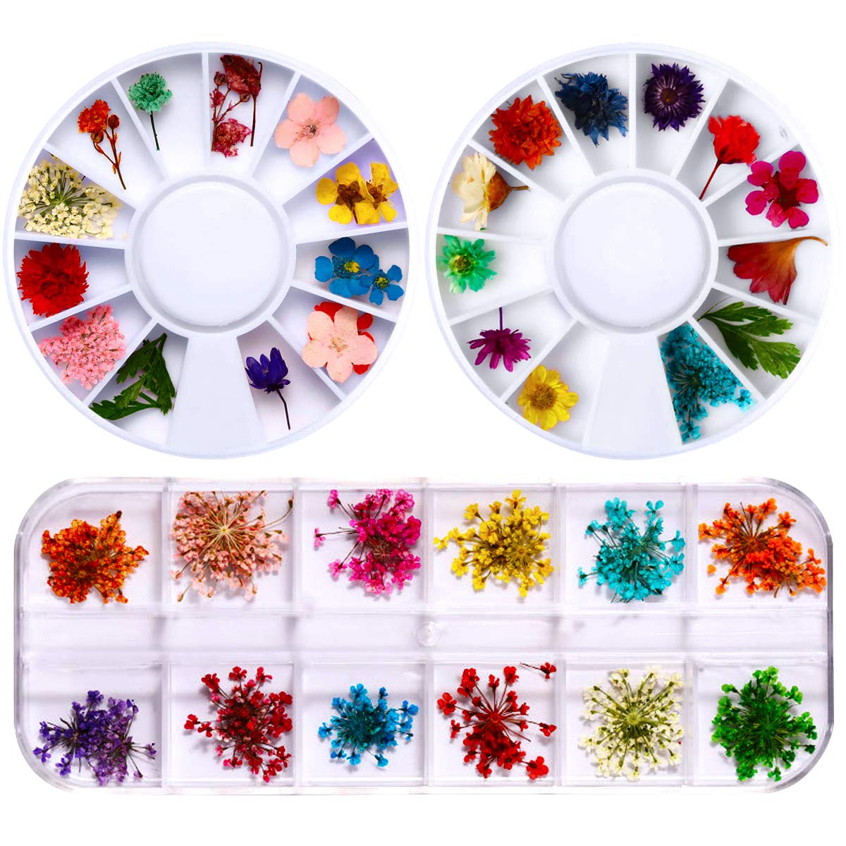 3 Boxes Natural Dried Flower Nail Art Set - Real Preserved Flowers for 3D Nail Decor, Manicure Accessories & Nail Art Stickers | Perfect for DIY Nail Designs, Home Salon, Wedding & Party Nail Art
