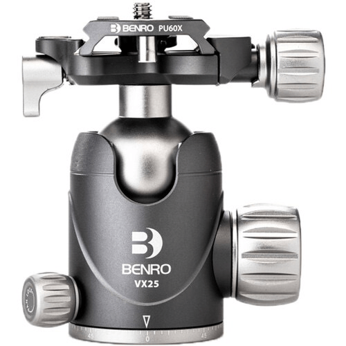 Benro VX25 Two Series Arca Swiss Style Aluminum Ballhead with PU60N Camera Plate - Professional Tripod Head for DSLR & Mirrorless Cameras - Perfect for Landscape, Portrait & Wildlife Photography