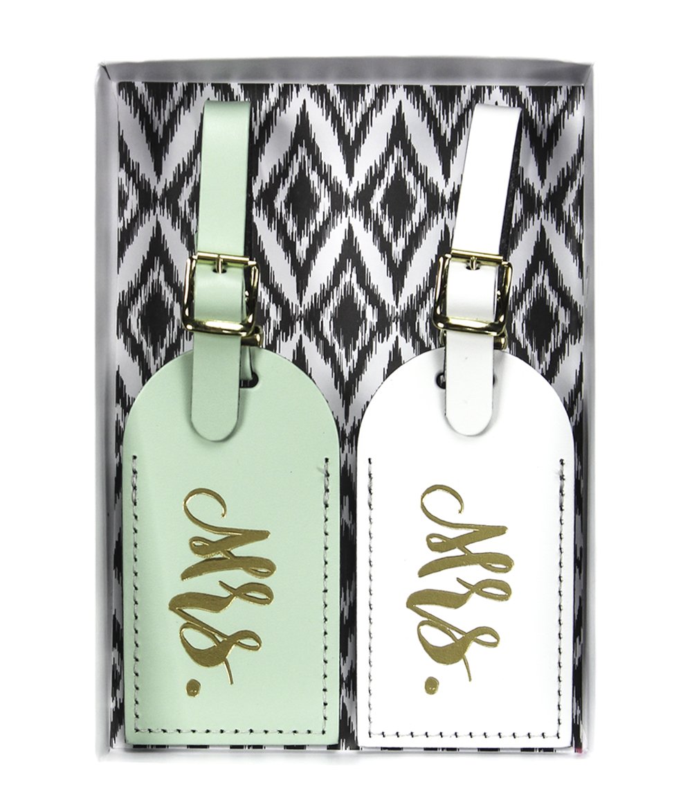 Personalized Mr & Mrs Luggage Tags - Wedding Honeymoon Travel Accessories for Newlyweds - Durable Leather Suitcase ID Tags for Couples, Bridal Shower Gifts & Romantic Getaways
