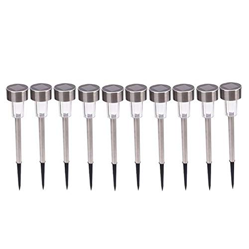 10-Pack 5W Solar LED Lawn Lights - High Brightness Waterproof Outdoor Garden Lights with Lampshades (White & Silver) for Pathway, Yard, Patio, Walkway Decoration - Perfect for Evening Ambience & Landscape Lighting