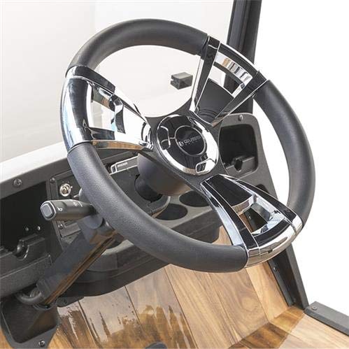 Premium Italian-Made Model 13 Brushed Aluminum & Black Steering Wheel for Golf Carts - Direct Fit No Hub Adapter Needed - Perfect for Golf Cart Upgrades & Customization