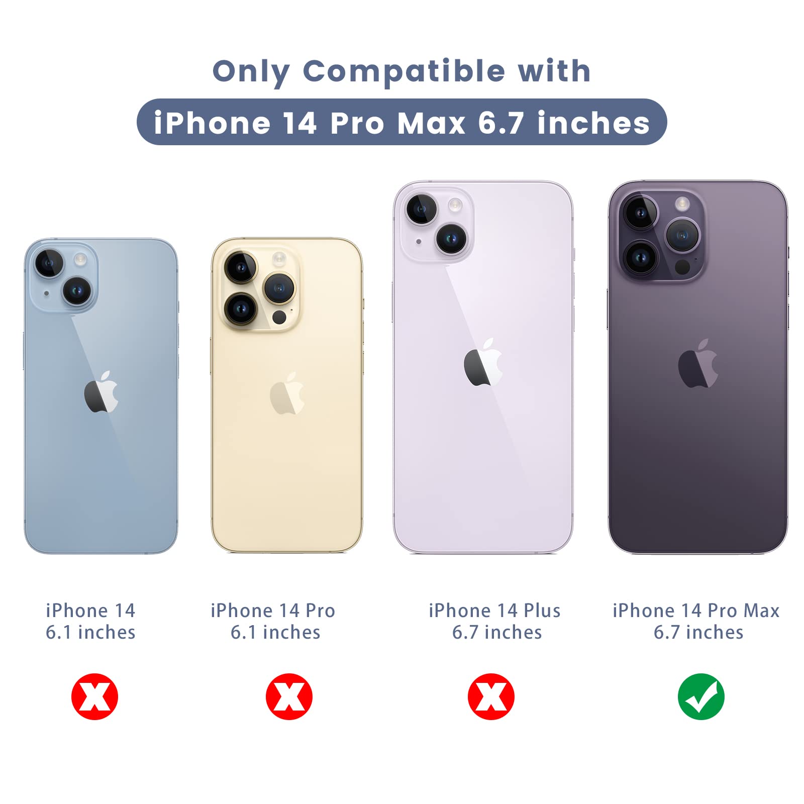 Maxdara [6 in 1] iPhone 14 Pro Max Screen Protector Set - 2 Pack Tempered Glass Back Protector + 2 Pack Camera Lens Protector + Front Screen Protector | 9H Hardness, Ultra HD Clarity | Perfect for Everyday Protection & Travel Use