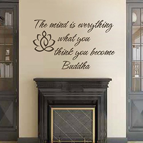 DigTour Buddha Wall Decal - Vinyl Lotus Flower Wall Sticker for Yoga Room & Meditation Space - Black Yoga Quote Wall Art Mural for Home Decor & Spiritual Inspiration
