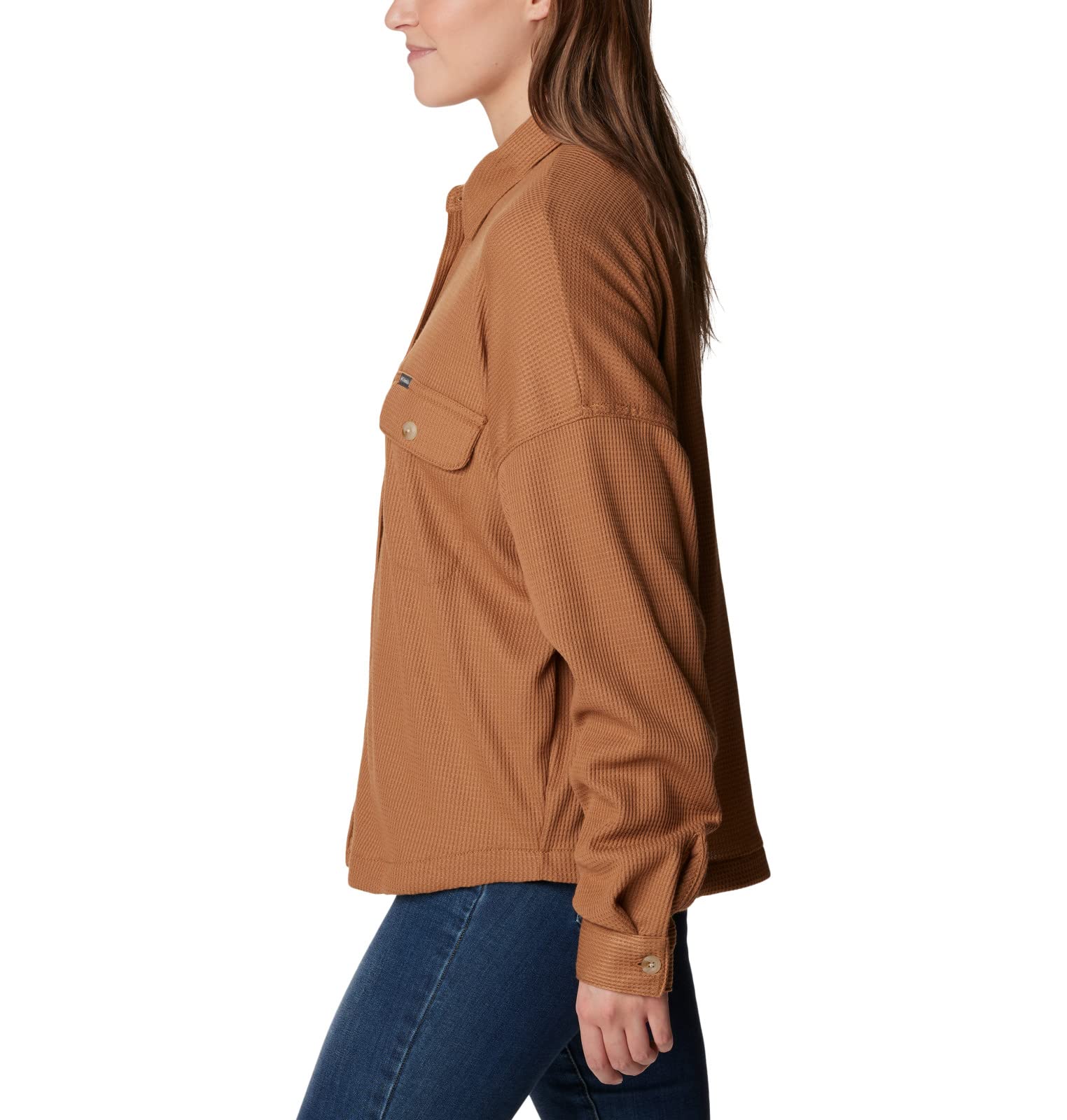 Columbia Women's Holly Hideaway Waffle Shirt Jacket - Lightweight Fleece Lined Flannel Shirt for Outdoor Hiking & Casual Wear