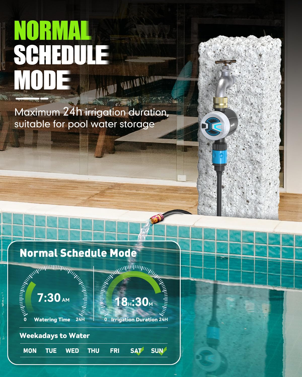 RAINPOINT Smart Bluetooth Garden Hose Timer with Brass Inlet - App Controlled Water Timer for Sprinklers with Rain Delay, Manual & Auto Modes - Perfect for Lawn, Garden & Outdoor Plant Watering