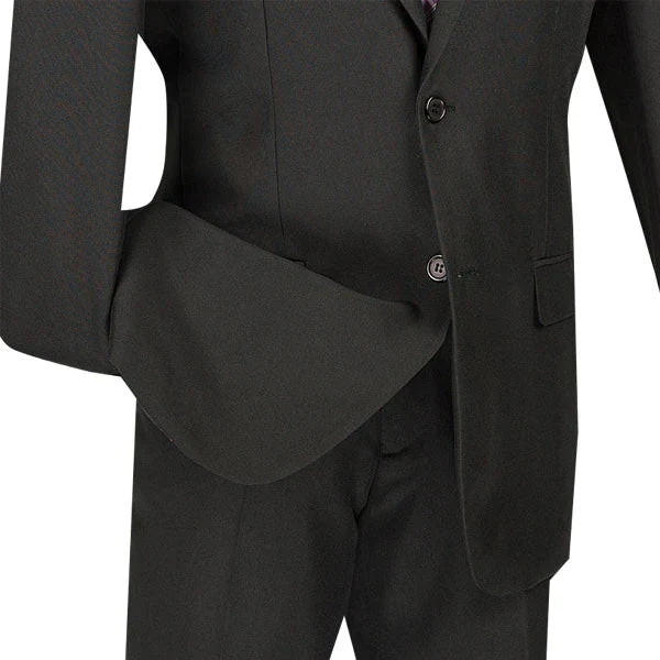 Black Slim Fit Men's 2 Piece Business Suit with 2 Button Jacket - Professional Office Wear & Formal Occasions