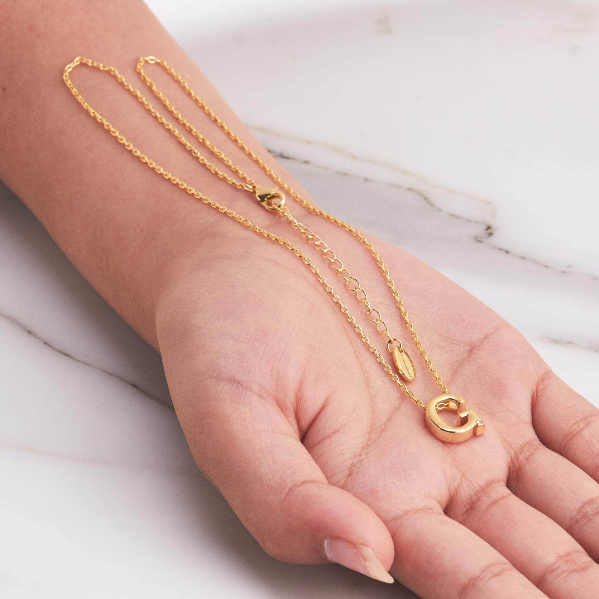 Gold Plated Initial Necklace A-Z with Zircondia® Crystals - Perfect Gift for Her