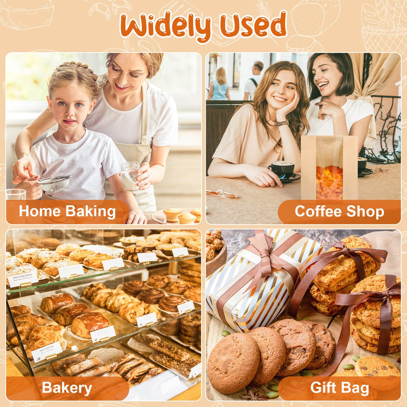 40-Pack Clear Window Paper Bread Bags for Homemade & Sourdough Bread | Eco-Friendly Bakery Packaging with Seal Stickers | Perfect for Cookies, Treats & Gift Giving (Bakery, Farmers Market, Home Baking)
