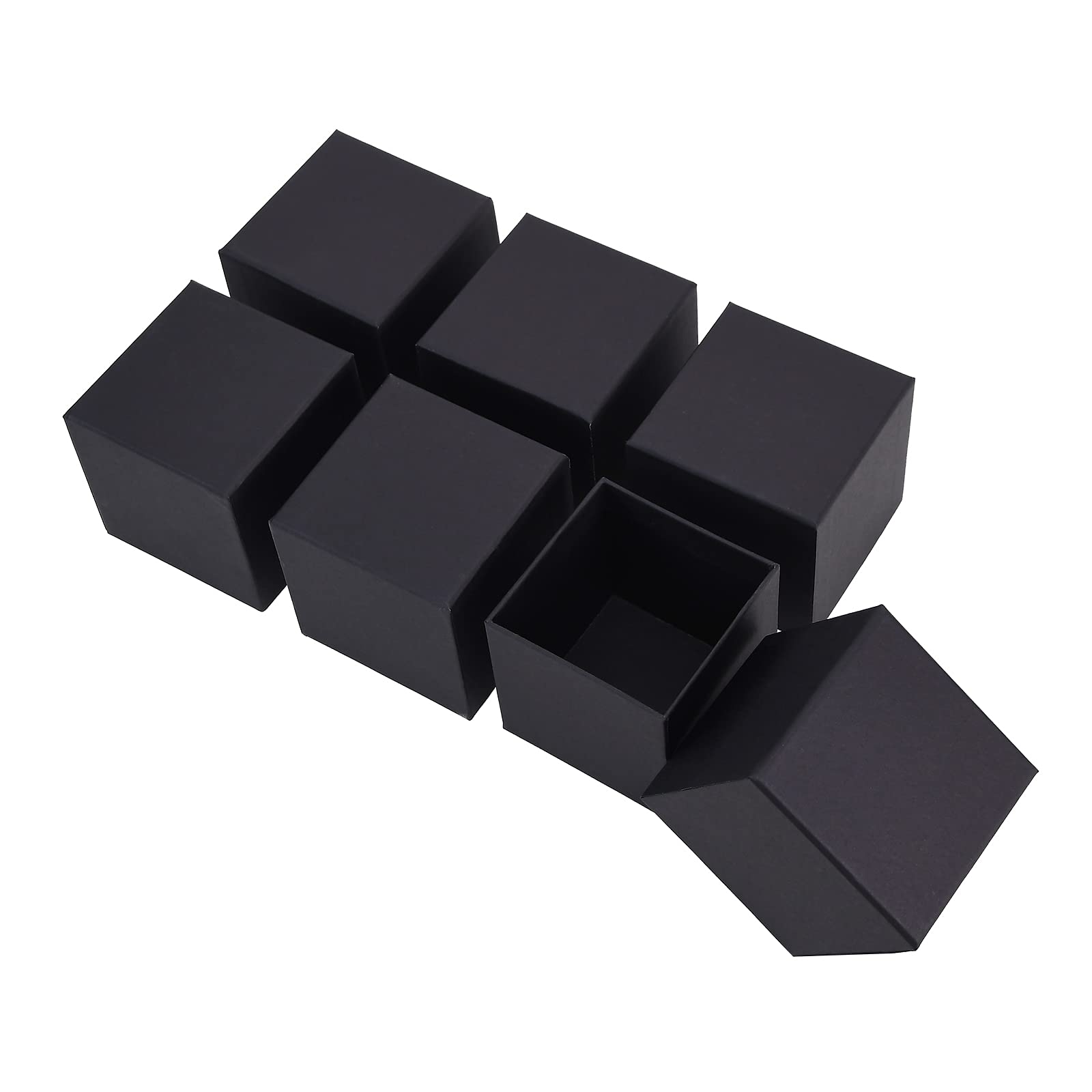 Dasofine 4x4x3.8 Inch Black Square Gift Boxes with Lid - Set of 6 Small Candle & Present Packaging Boxes for Jewelry, Cosmetics, Wedding Favors & Party Gifts