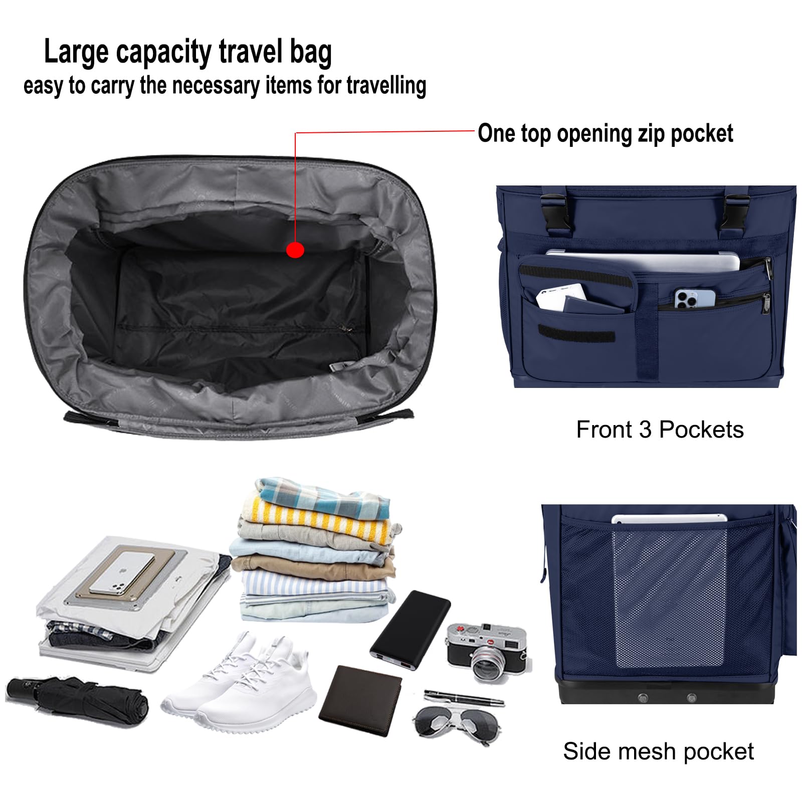 Expandable Collapsible Luggage with Telescoping Handle - Foldable Travel Suitcase with Removable Wheels - Rolling Duffel Bag for Men & Women - Perfect for Air Travel, Business Trips & Weekend Getaways
