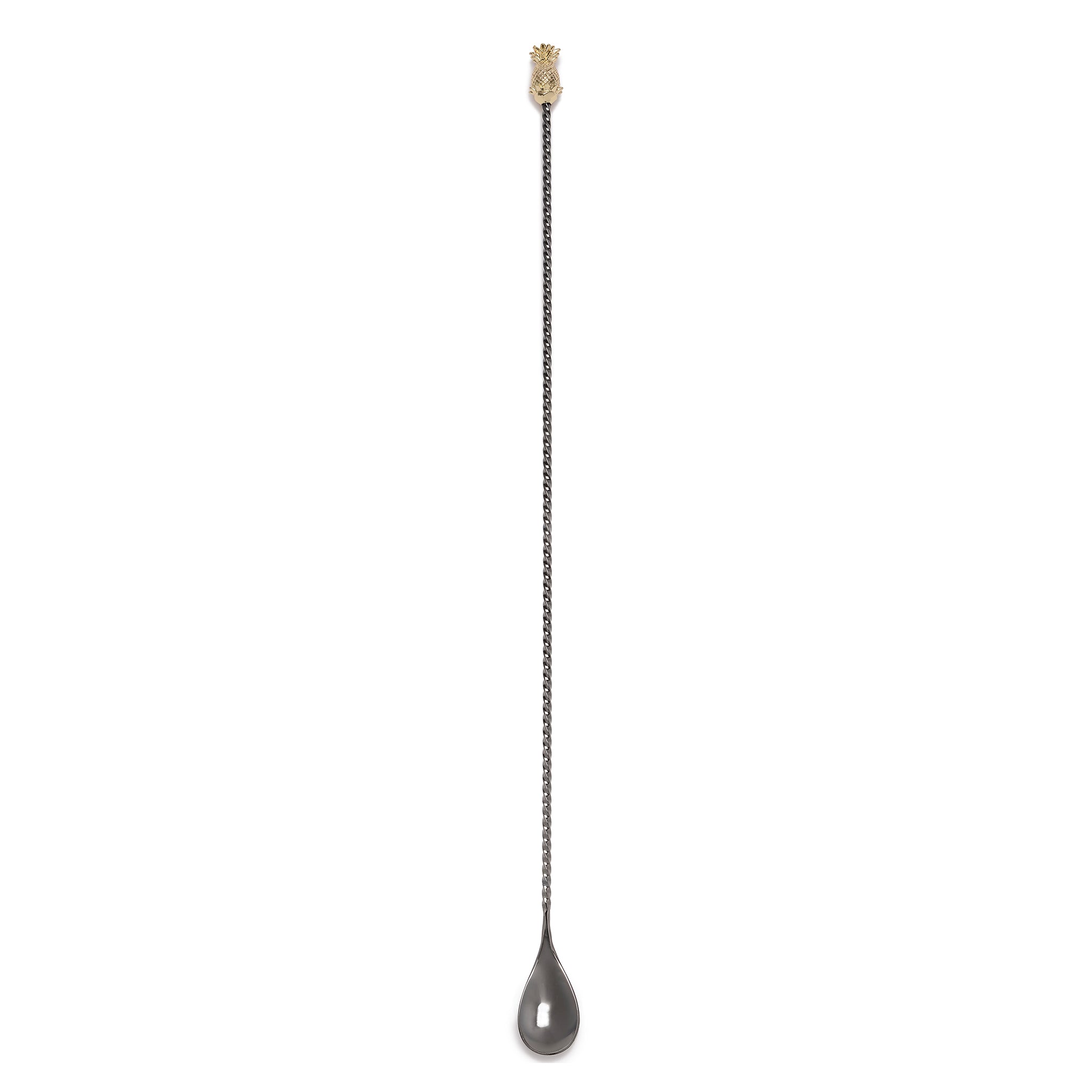 BULU™ Pineapple Bar Spoon - Gunmetal Black & Gold Pineapple Design - 43.5cm Cocktail Mixing Tool for Bartenders & Home Bars