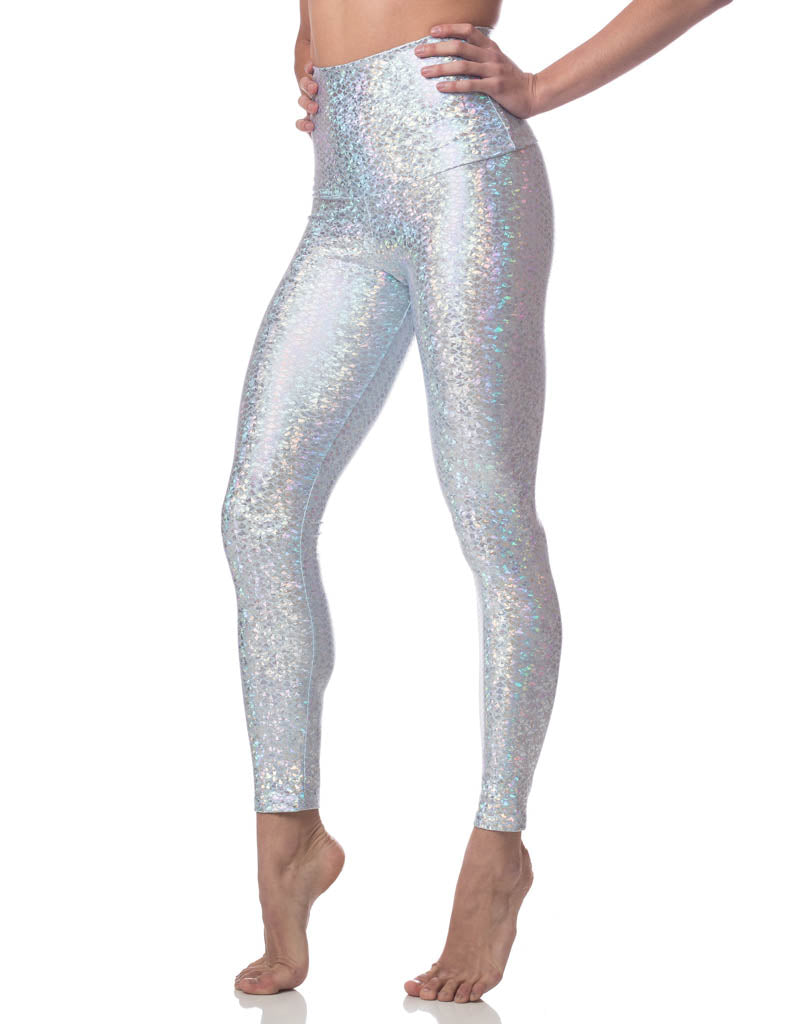 Crystal Mermaid Sneaker Leggings for Women - Sparkly High Waisted Yoga Pants with Rhinestones - Perfect for Workout, Dance, and Fashion Outfits