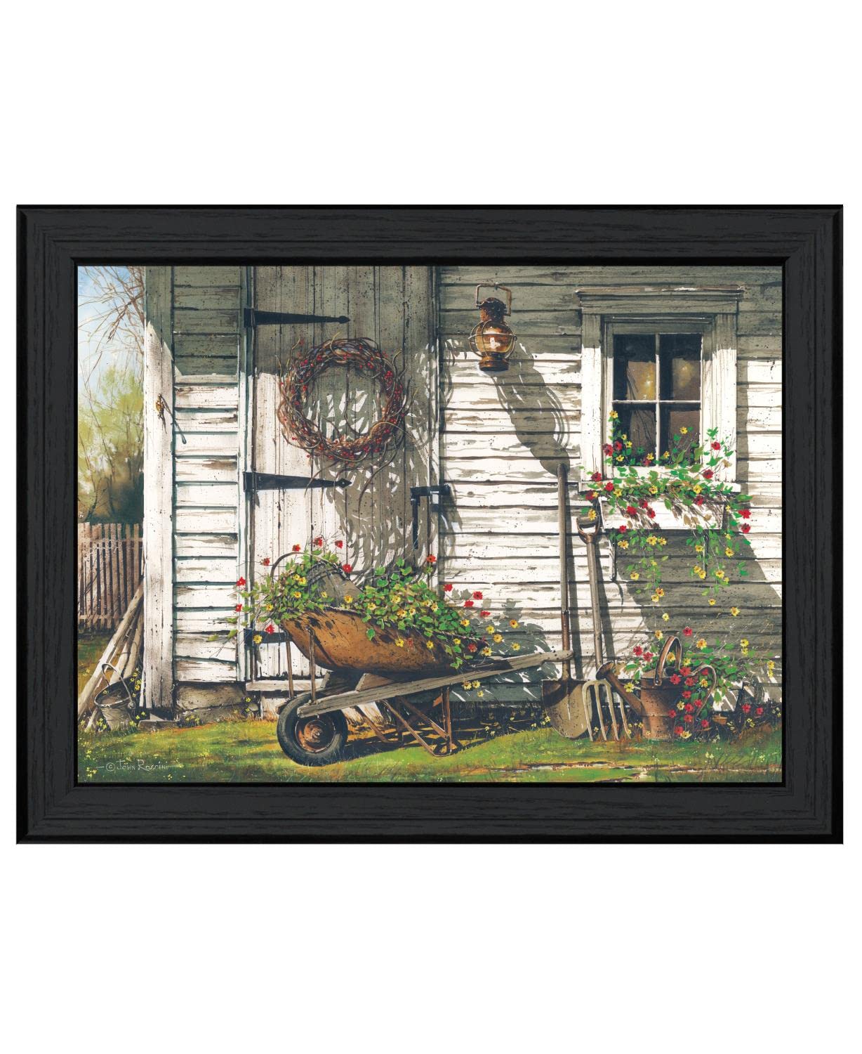 Spring Cleaning Framed Art Print by Artisan John Rossini - Ready to Hang with Black Frame - Perfect for Living Room, Bedroom & Office Decor
