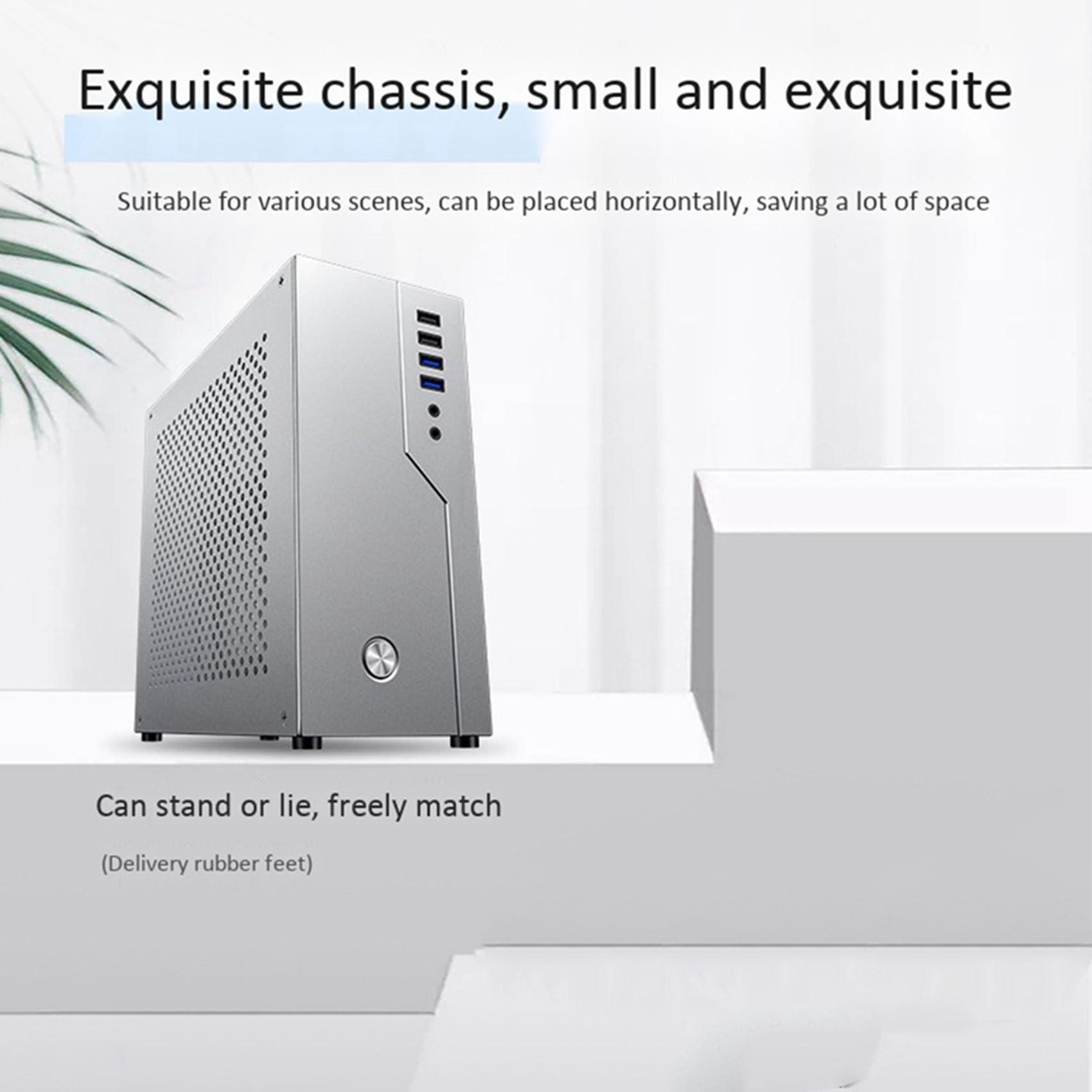 OUHUAN Mini ITX Computer Case - All Aluminum HTPC Single Slot Chassis for Small Form Factor PCs | Compact Desktop Case for Home Theater & Gaming Setups