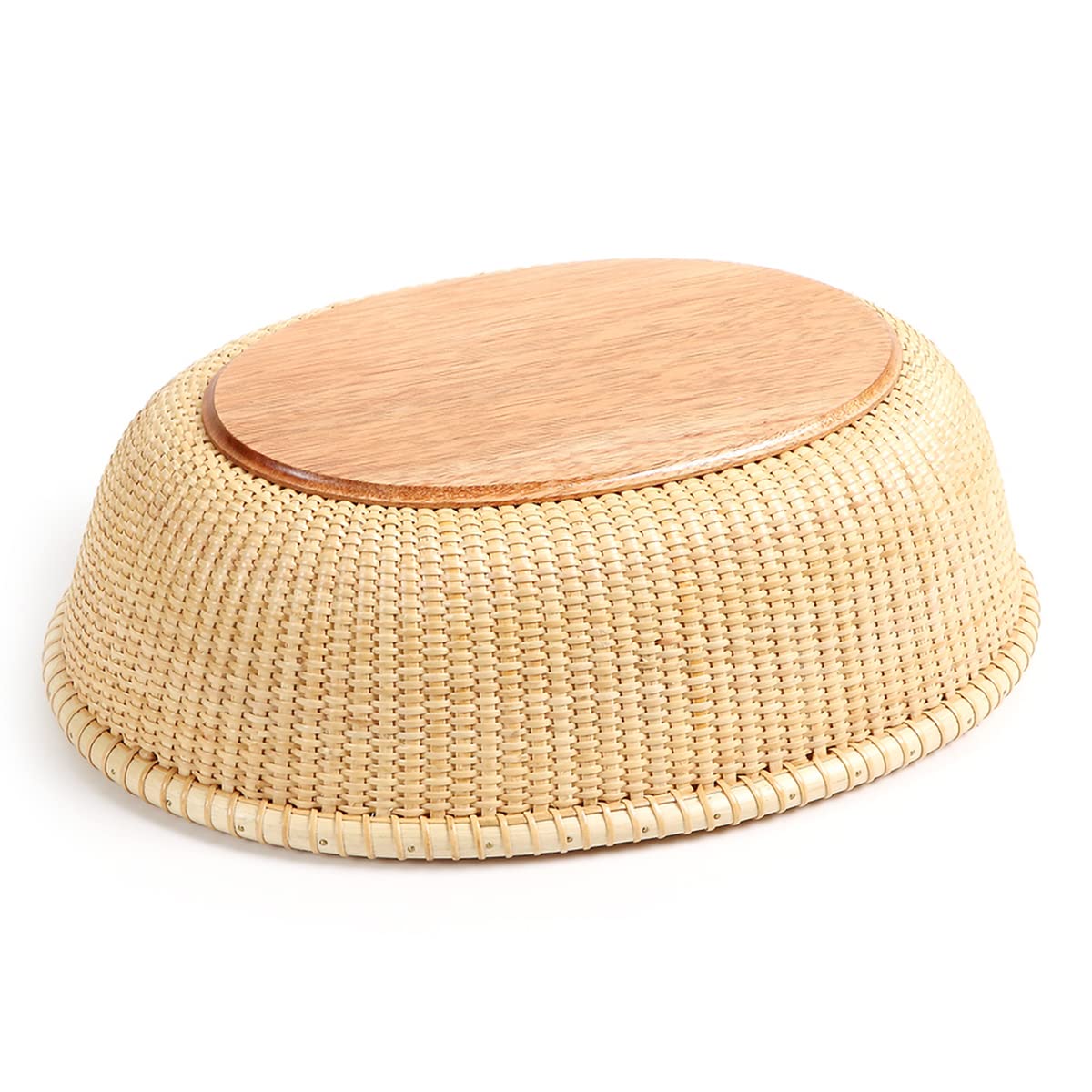 Nantucket-Style Cane Weave Fruit Basket - Natural Bread Tray for Kitchen Counter, Cake Display & Table Organizer | Perfect for Farmhouse Decor, Picnics & Rustic Weddings