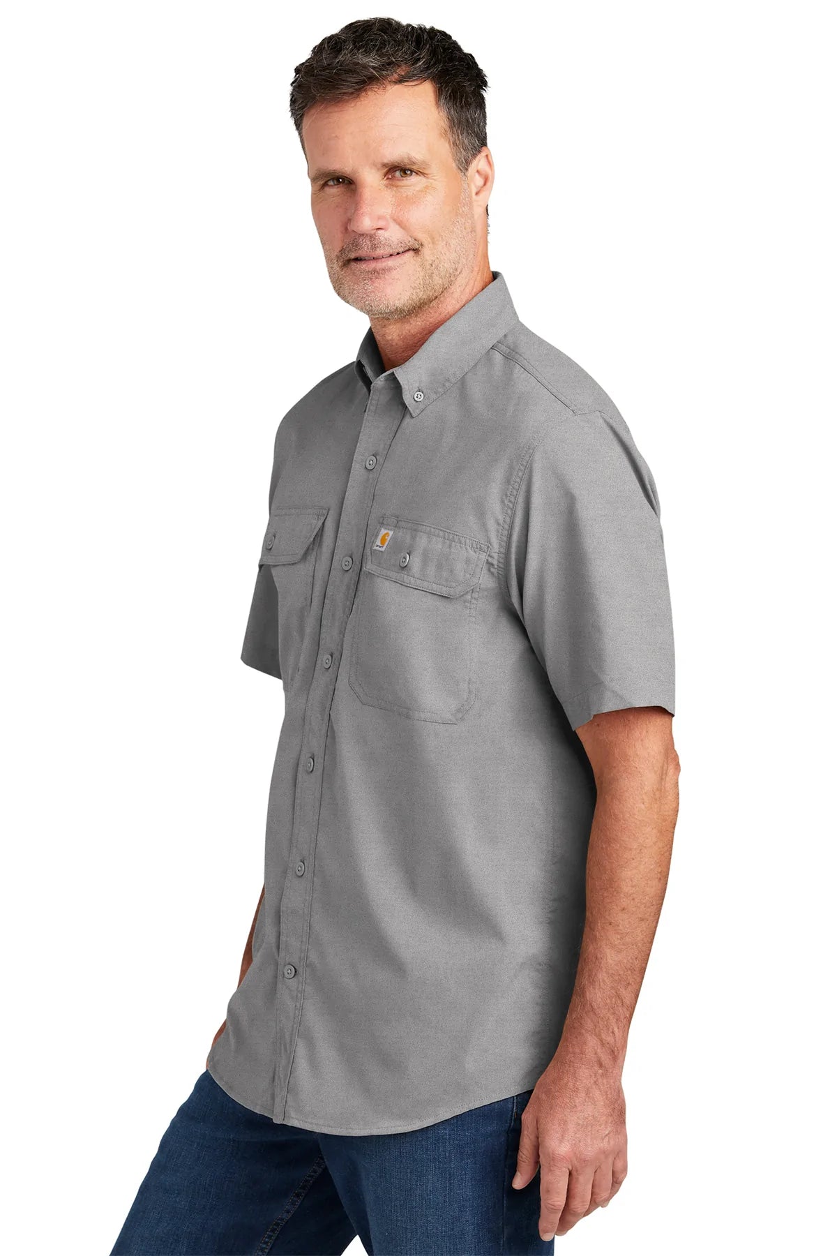 Carhartt Force Solid Custom T-Shirts for Men - Durable Steel Gray Work Shirts - Perfect for Construction, Outdoor Work & Casual Wear