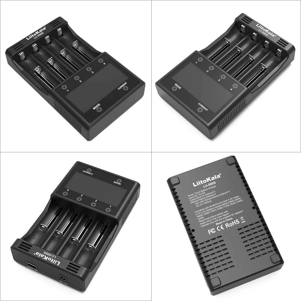 LiitoKala Lii-500S Smart Battery Charger - Universal LCD Charger for AA AAA 18650 26650 21700 Batteries (1.2V-3.7V) with Touch Button - Perfect for Home, Office & Travel Use