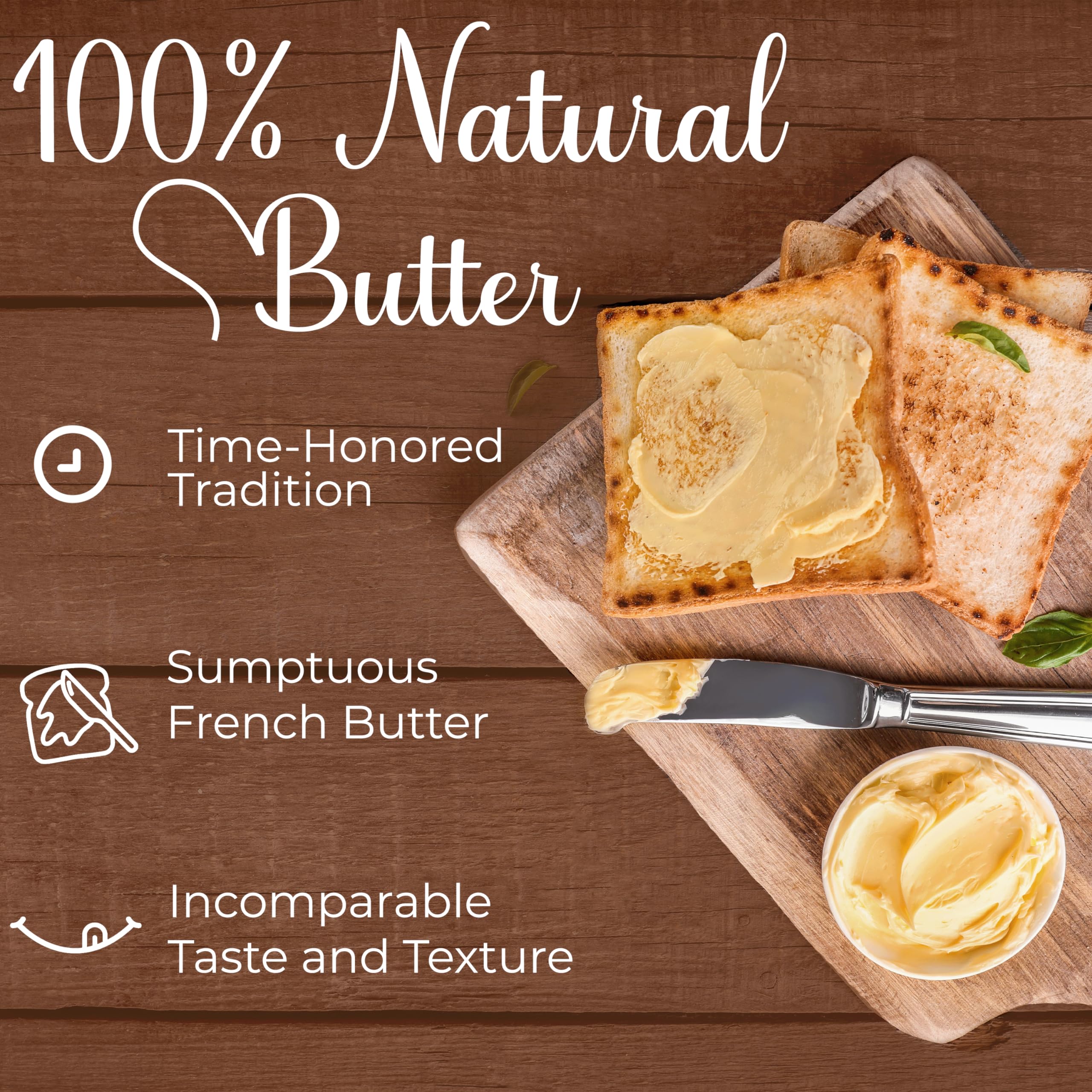 Beurdell French Salted Real Canned Butter - 100% Natural Pasteurized Butter from France | 24-Pack for Cooking, Baking, Emergency Survival Kit & Hurricane Preparedness - Perfect for Camping, RV Trips & Long-Term Food Storage