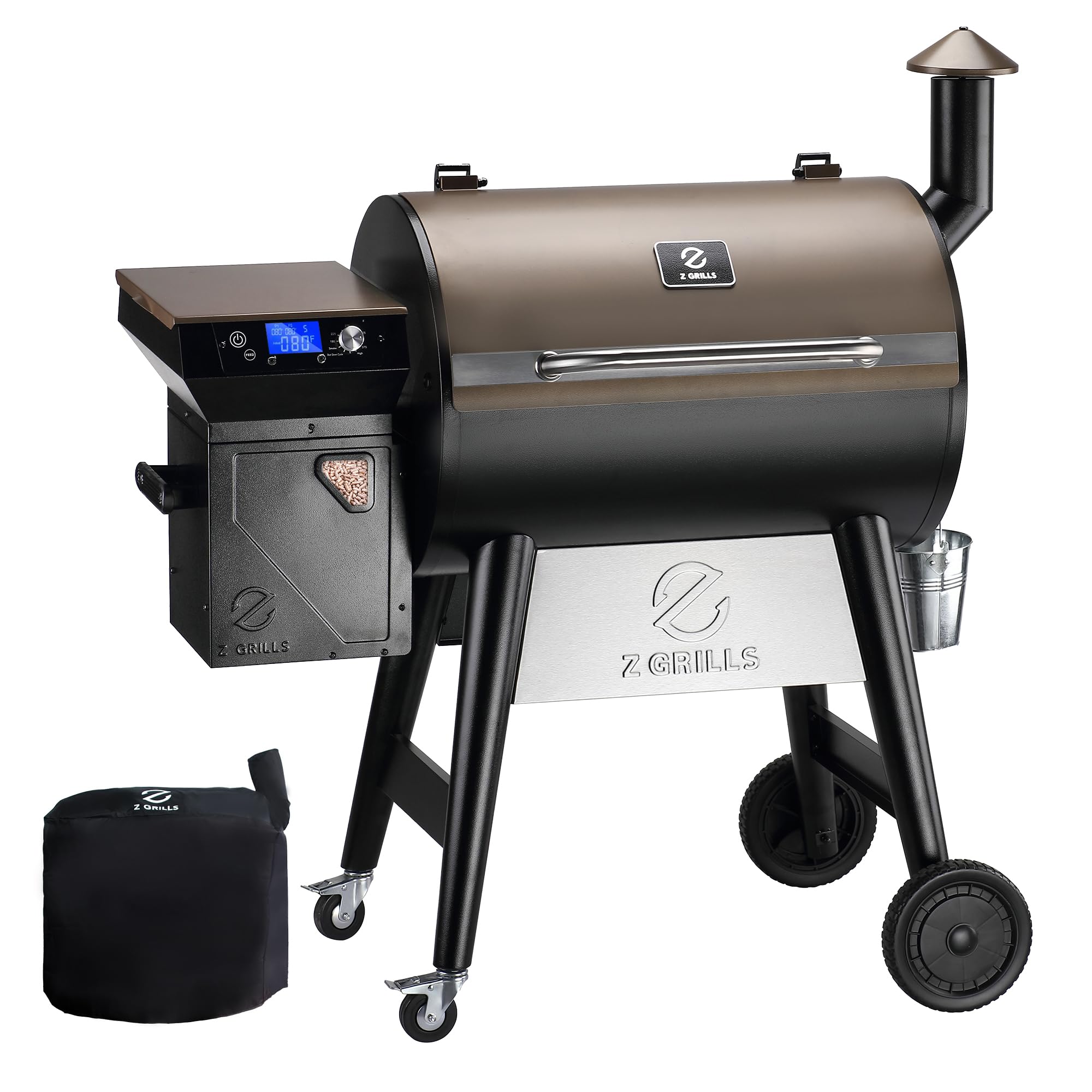 Z GRILLS 7002C Wood Pellet Grill Smoker with PID 2.1 Controller - 697 sq in Cooking Area, 2 Meat Probes & Rain Cover Included - Perfect for Backyard BBQ, Tailgating, and Outdoor Cooking Parties