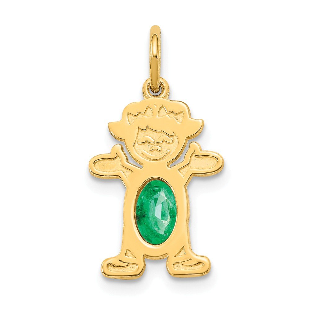 14K Solid Yellow Gold Oval Emerald Gemstone Pendant - 6x4mm Genuine May Birthstone Jewelry for Women - Perfect for Birthdays, Anniversaries & Special Occasions