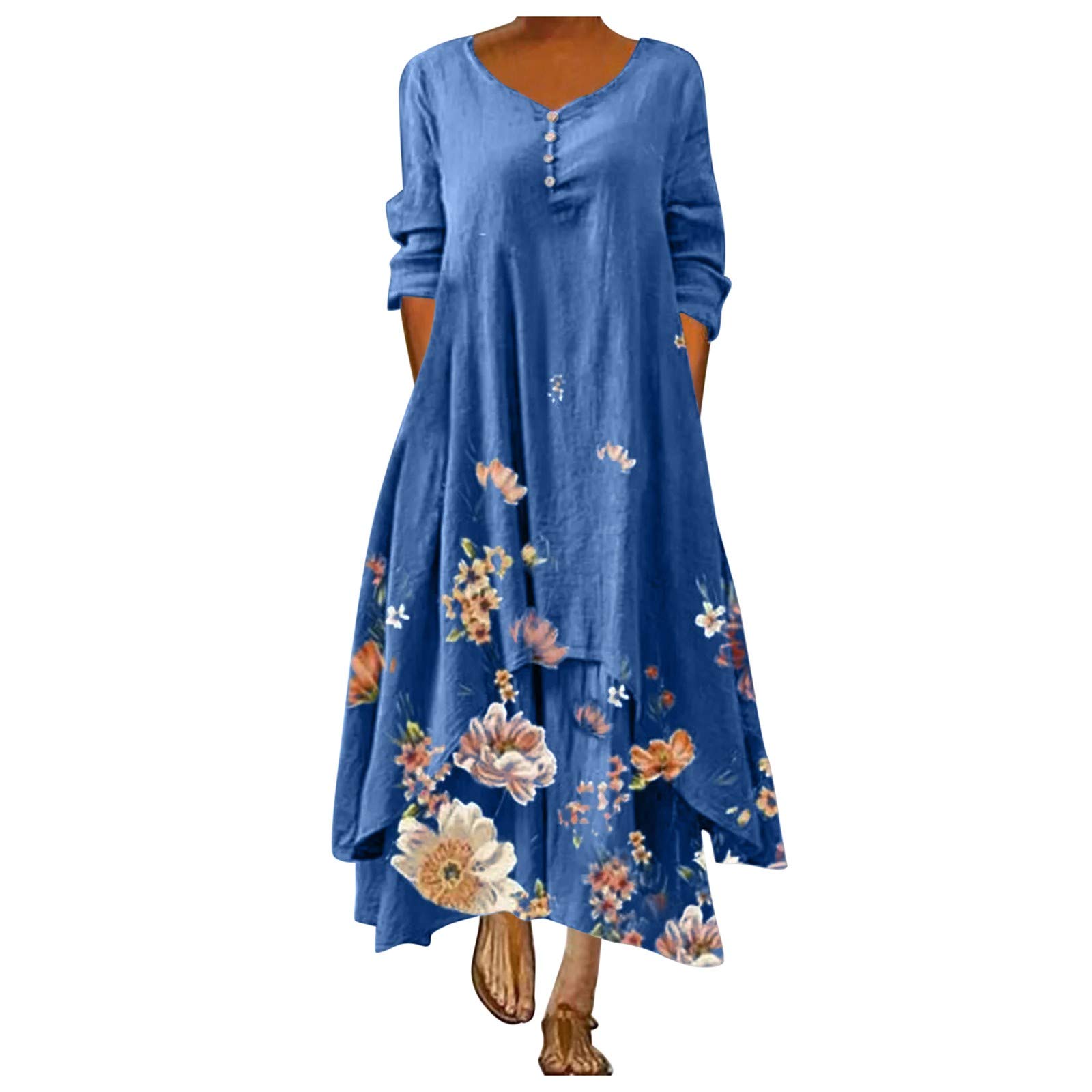 ONHUON Women's Summer Maxi Dresses - Sleeveless Loose Plain Long Sundress with Pockets | Casual Beachwear, Vacation Outfit & Everyday Wear