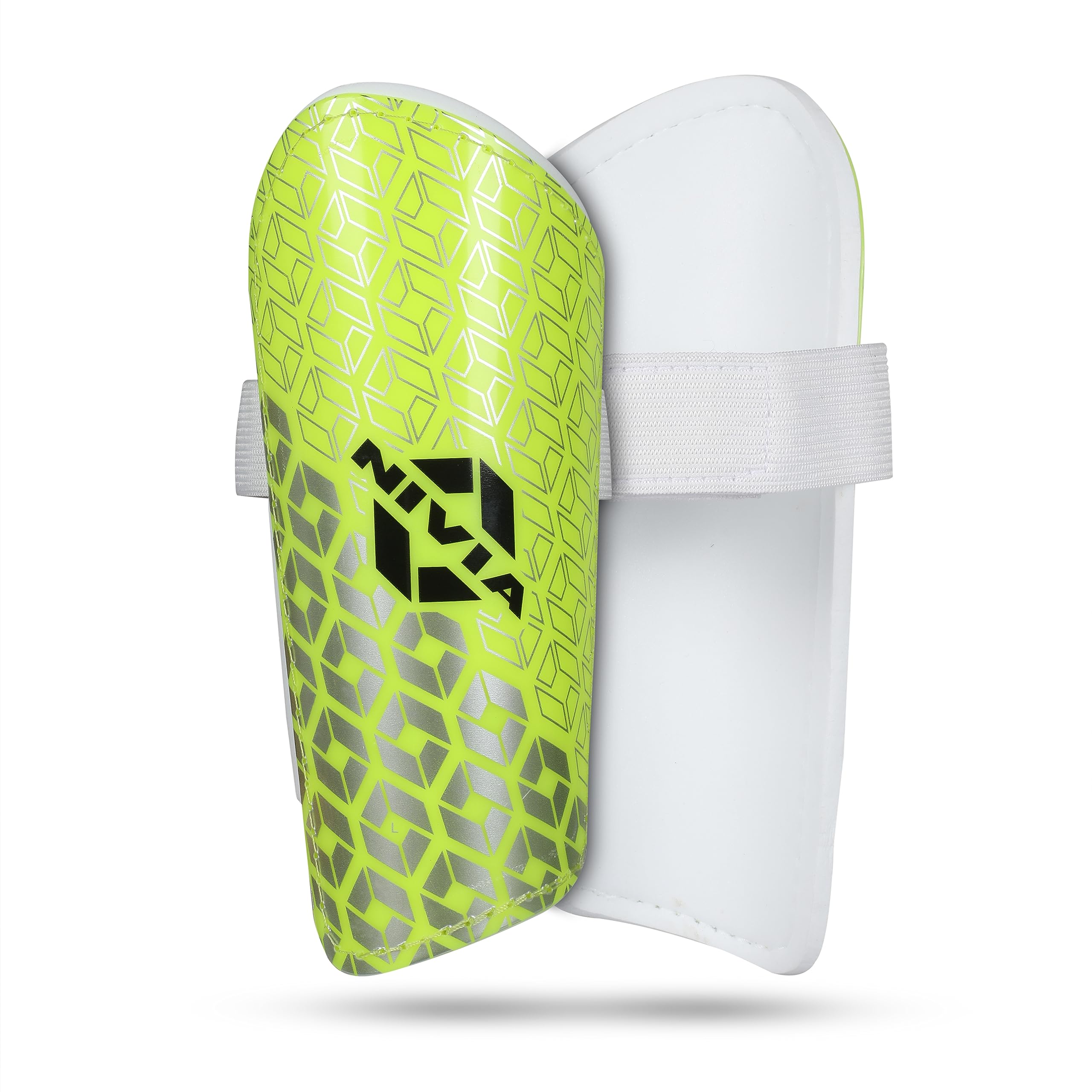 Nivia Wisdom 2018 Youth Plastic Shin Guards (Small, Green) - Lightweight Breathable Soccer Shin Pads for Football Games, Matches & Training | Perfect for Youth Soccer Players, School Sports & Team Practice