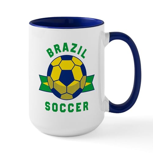 White/Navy Inside - Brazil Soccer Mugs