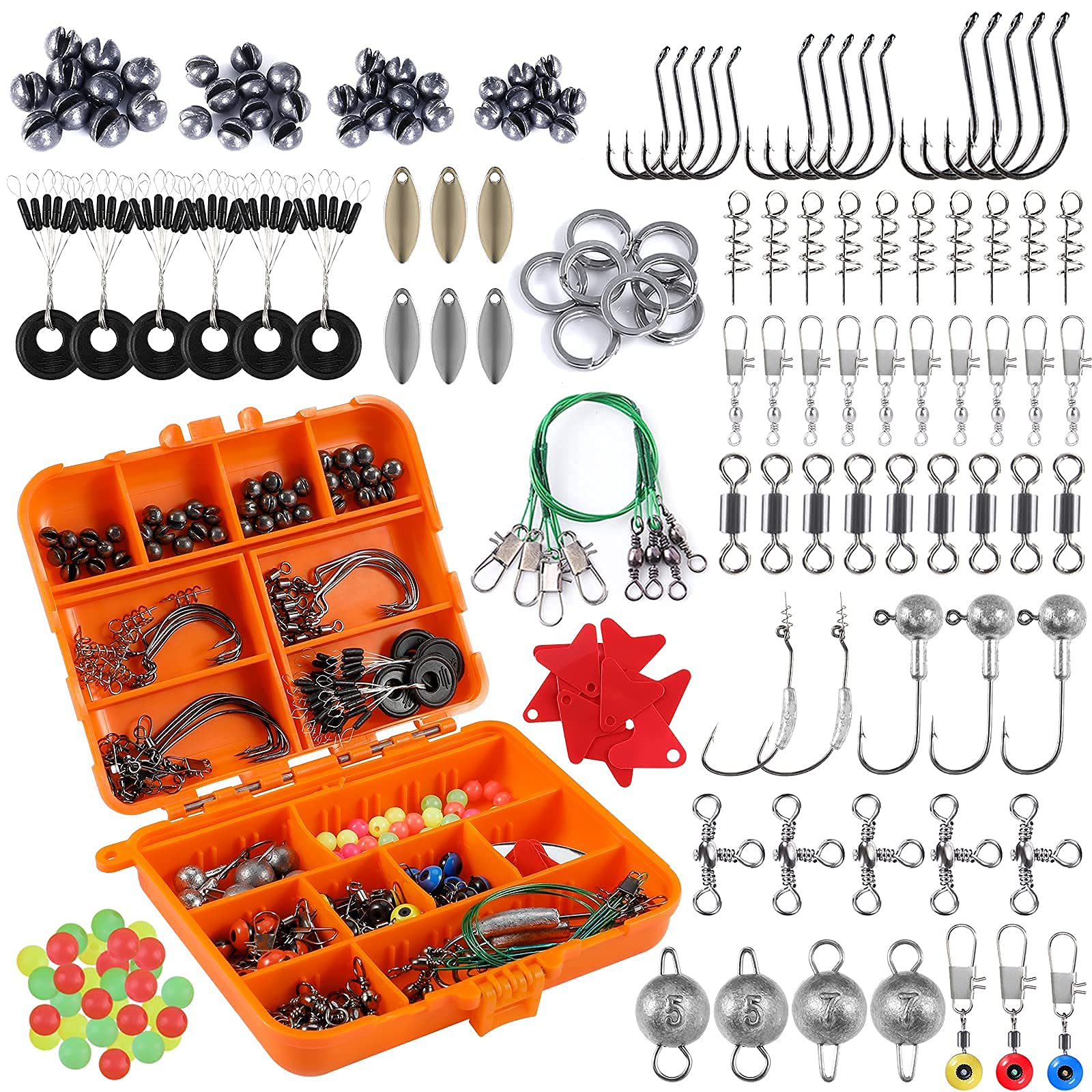 PLUSINNO Fishing Rod and Reel Combos Kit - 212Pcs Complete Saltwater & Freshwater Fishing Tackle Set with Tackle Box | Ideal for Bass, Trout, and Offshore Fishing Trips