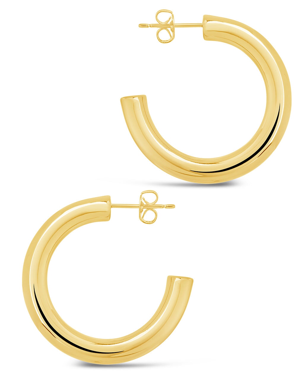 Rory Polished Tube Hoop Earrings for Women - 14K Gold Plated Stainless Steel Minimalist Dangle Earrings - Perfect for Everyday Wear, Office, Party & Gift Giving