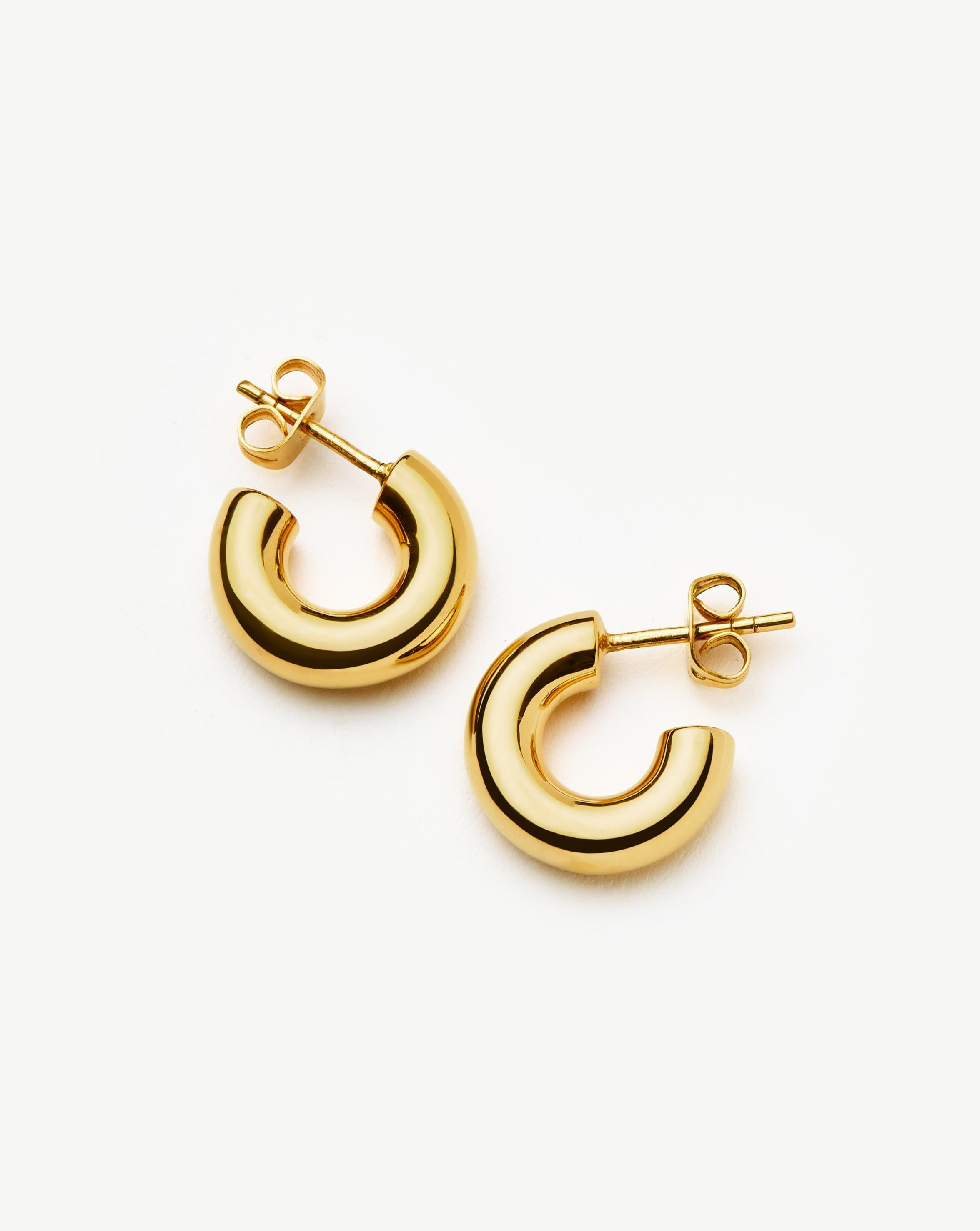 Chubby Mini Hoop Earrings - 18k Gold Vermeil Dainty Huggie Earrings for Women | Perfect for Everyday Wear, Date Nights & Gifts