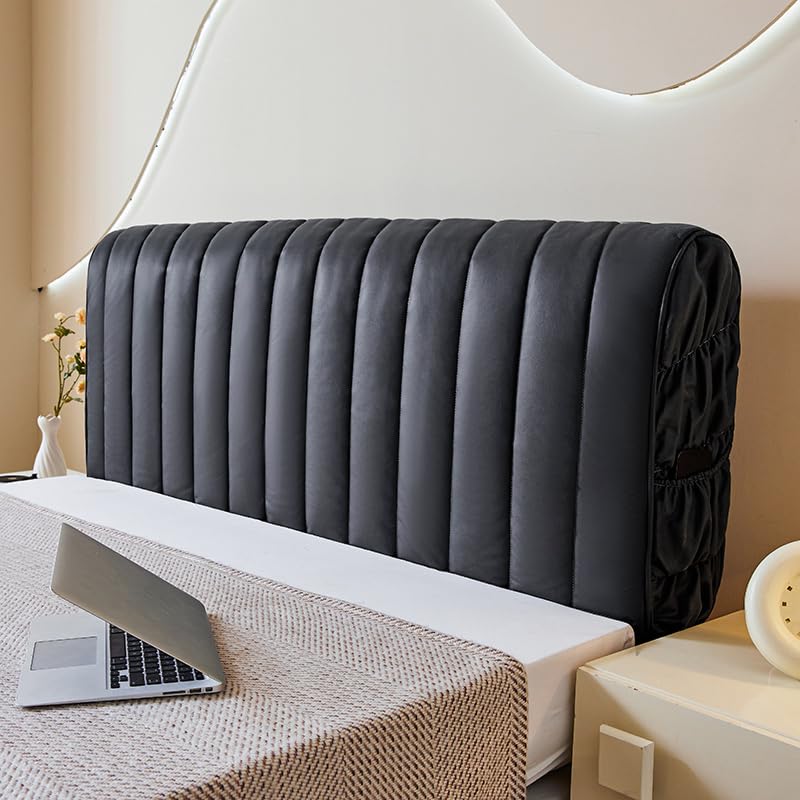 Thicken Headboard Cover - Double-Sided Filling Cotton Stretch Slipcover for Full/Queen/Cal King Size Beds (78.7in King) - Washable, Dustproof Bed Headboard Protector in Black - Perfect for Bedroom Decor & Mattress Protection