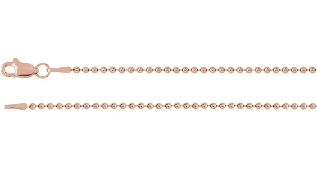 14K Rose Gold 1.5mm Bead Chain Necklace with Lobster Clasp - Unisex Fine Jewelry for Men & Women | Perfect for Layering, Gifts & Everyday Wear
