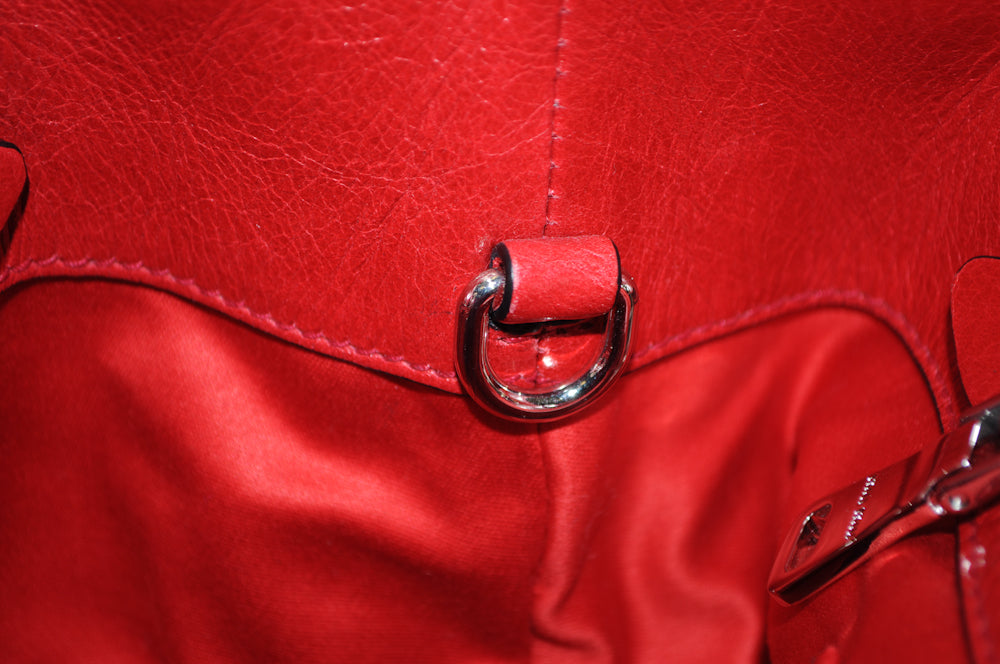 Authentic Miu Miu Red Calf Leather Top Handle Tote Bag for Women | Luxury Glazed Leather Shoulder Purse | Perfect for Work, Travel & Everyday Use