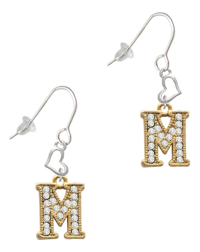 Delicate Gold-Tone Crystal Initial Small Heart French Earrings for Women - Perfect for Valentine's Day Gifts, Anniversary Presents & Everyday Elegance