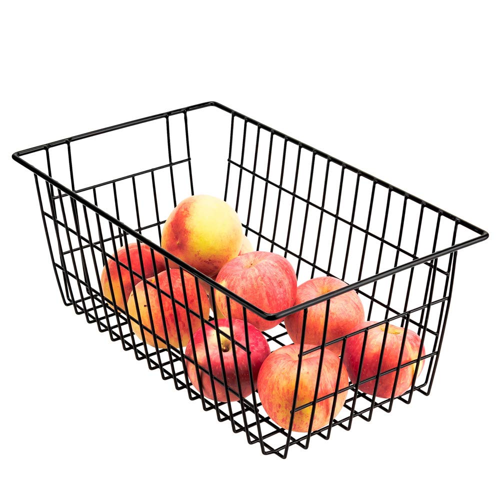 Farmhouse Wire Storage Baskets 6-Pack - Large Freezer & Pantry Organizer Bins with Handles for Kitchen, Bathroom, Office Organization | Rustic Home Decor & Space-Saving Storage Solution