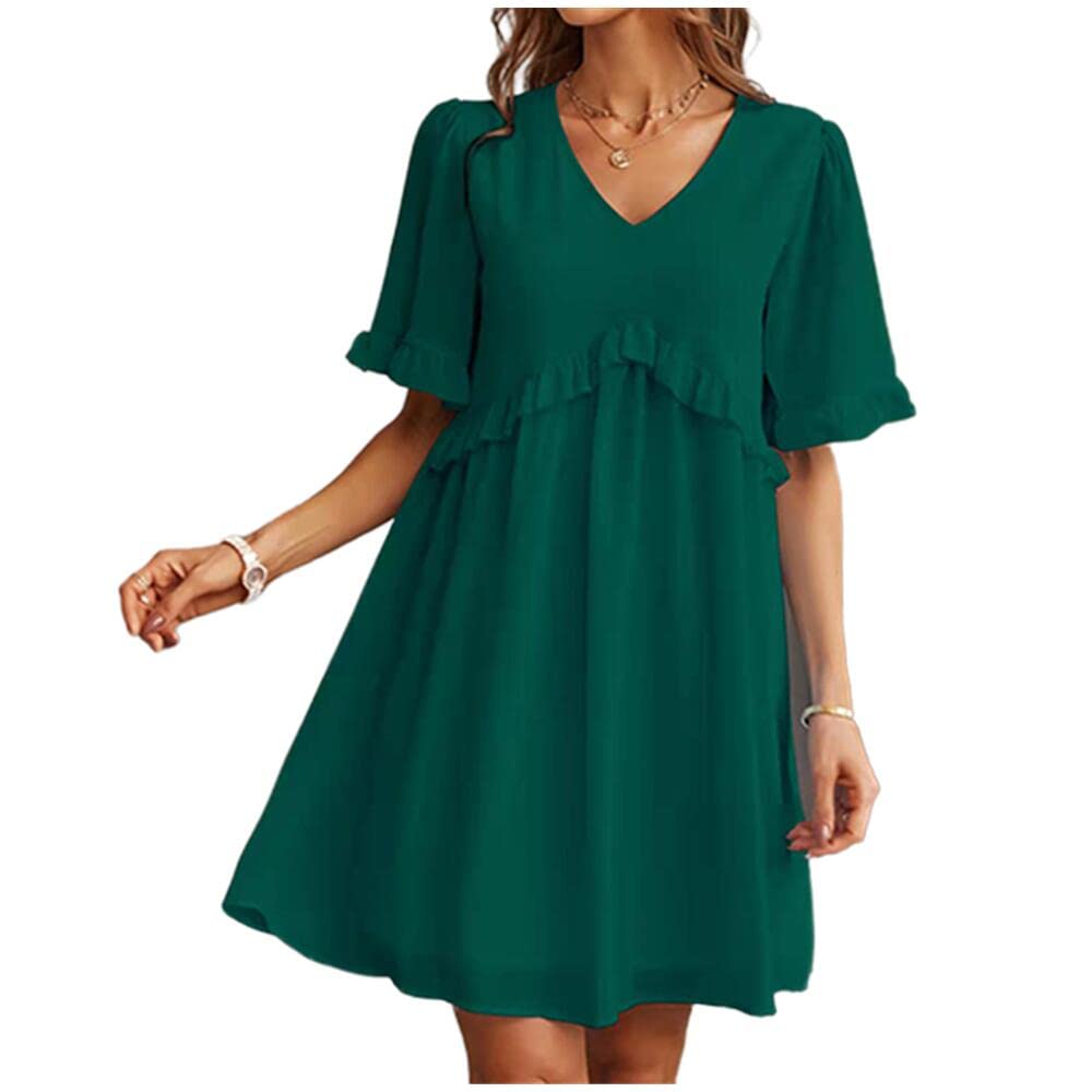 Lightweight Summer Chiffon Dress for Women - Flowy Loose Fit Casual Short Sleeve Blouse | Perfect for Beach Vacations, Date Nights & Summer Outings