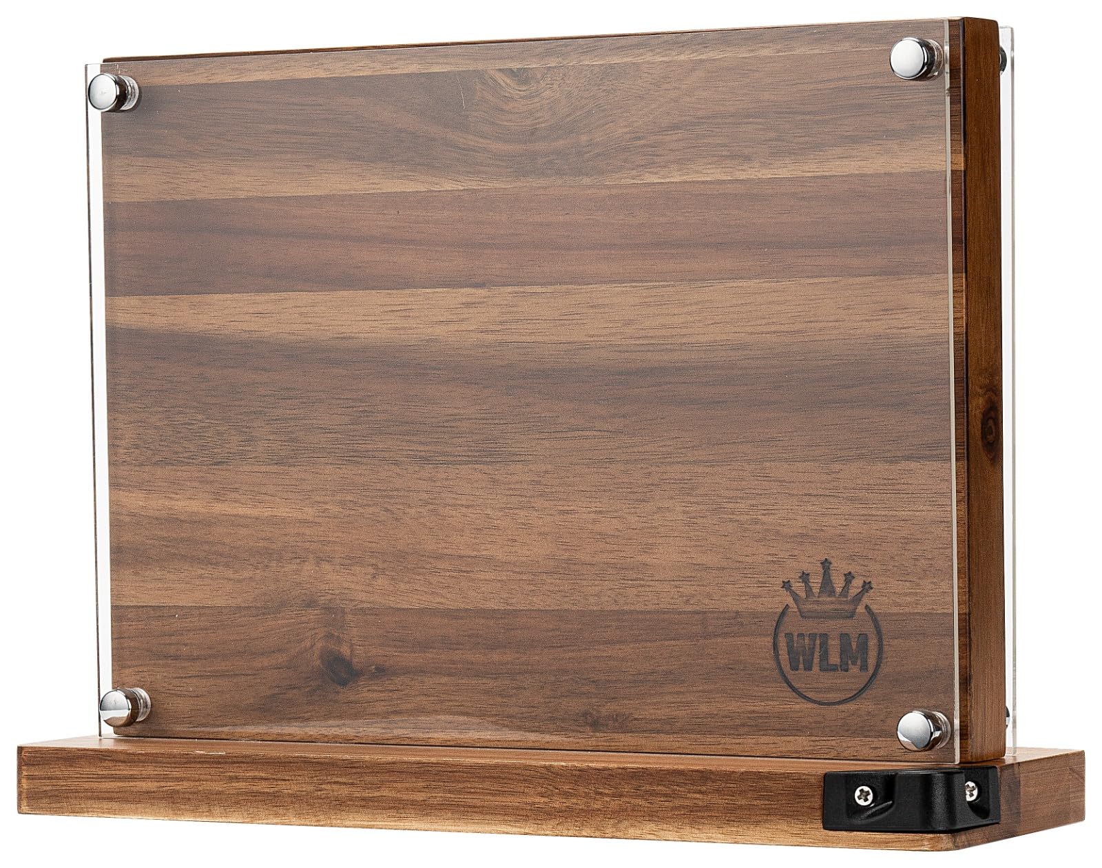 WLM Magnetic Knife Holder with Acrylic Shield & Built-in Knife Sharpener - Strong Double-Sided Magnetic Stand for Kitchen Knife Storage (Knives Not Included) | Perfect for Professional Chefs & Home Cooks to Organize & Sharpen Knives Safely