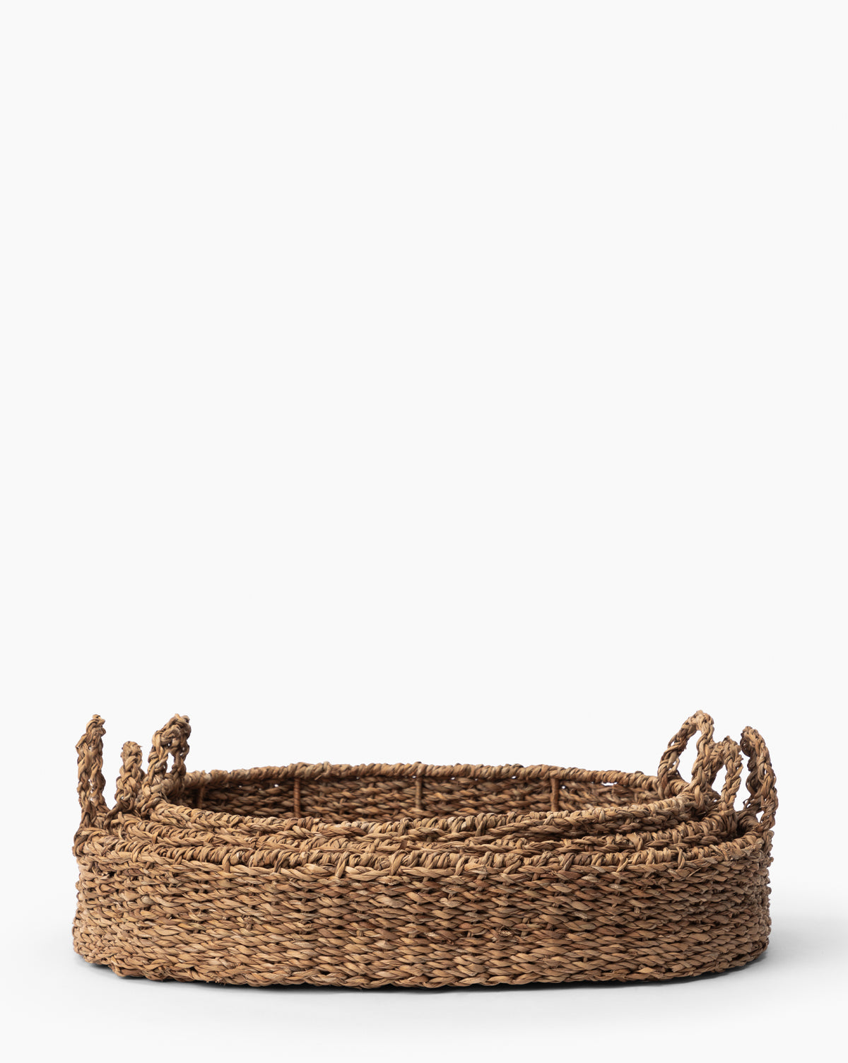 Natural Seagrass Oval Tray - Handwoven Rattan Serving Tray for Coffee Table, Dining, or Bathroom Decor | Eco-Friendly Home Organization & Stylish Storage Solution